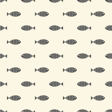 Yüzen karikatür balıklarıyla yatay desenli. Vektör illüstrasyonu