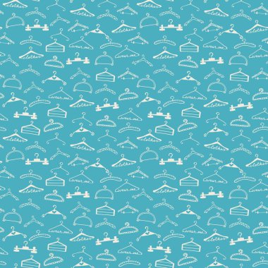 Dikensiz elbise askısı deseni. El çizimi hoş, yarım yamalak bir karalama. Albüm albümü, moda mağazası web sitesi, baskı, satış broşürü ve davetiye için grafik tasarım öğesi. Vektör illüstrasyonu