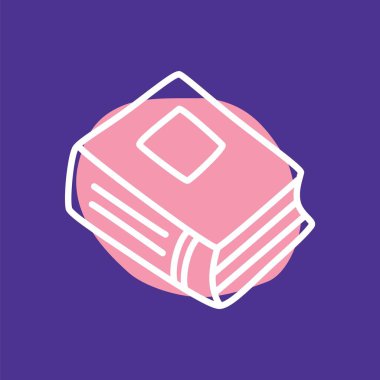 Çizim kitabı ya da yer imli defter simgesi, ince çizgili el yazısı. Bilgi ve eğitim sembolü. Vektör illüstrasyonu beyaz arkaplanda izole edildi