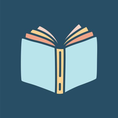 Karalama kitabı simgesi, modern minimalist tarzda çizilmiş. Karanlık arka planda bilgi ve eğitim sembolü. Vektör illüstrasyonu