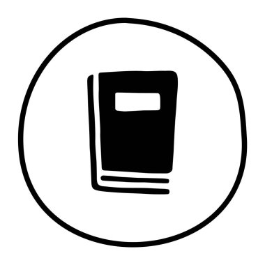 Minimalist tarzda ince çizgili karalama kitabı simgesi. Okul, üniversite eğitimi sembolü beyaz arka planda izole edilmiş. Vektör illüstrasyonu