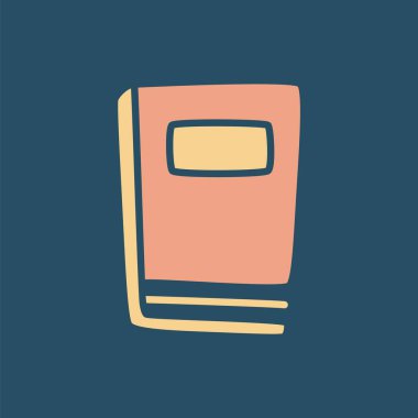 Çizim kitabı ya da yer imli defter simgesi, ince çizgili el yazısı. Bilgi ve eğitim sembolü. Vektör illüstrasyonu beyaz arkaplanda izole edildi