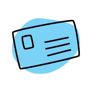 Zarf simgesi ya da logosu, ince siyah çizgili el yazısı. Beyaz arka planda izole edilmiş. Vektör illüstrasyonu