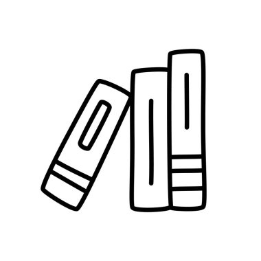 Mürekkep kalemli karalama kitapları raf simgesi. Bilgi ve eğitim sembolü grunge freehand stiliyle çizilmiş. Vektör illüstrasyonu beyaz arkaplanda izole edildi