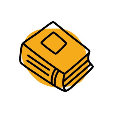 Çizim kitabı ya da yer imli defter simgesi, ince çizgili el yazısı. Bilgi ve eğitim sembolü. Vektör illüstrasyonu beyaz arkaplanda izole edildi