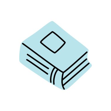 Karalama kitabı simgesi, modern minimalist tarzda çizilmiş. Bilgi ve eğitim sembolü beyaz arka planda izole edilmiş. Vektör illüstrasyonu