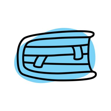 Çizim kitabı ya da yer imli defter simgesi, ince çizgili el yazısı. Bilgi ve eğitim sembolü. Vektör illüstrasyonu beyaz arkaplanda izole edildi