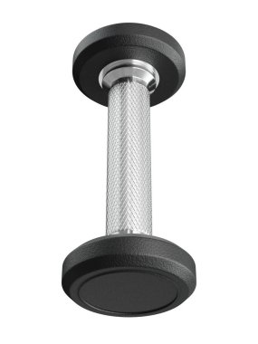 Boş Round Rubber Dumbbell, halter spor aletleri üst görünümü, beyaz arka planda izole. 3B illüstrasyon