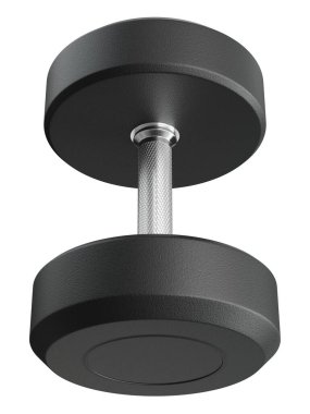 Boş Round Rubber Dumbbell, halter spor aletleri üst görünümü, beyaz arka planda izole. 3B illüstrasyon