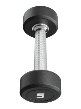 Boş yuvarlak lastik şapşal 5 numara, halter spor aletleri üst görünümü, beyaz arka planda izole. 3B illüstrasyon