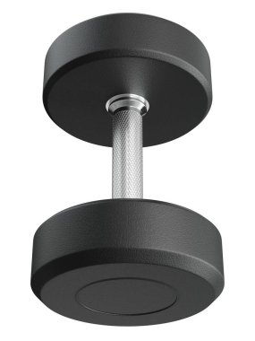Boş Round Rubber Dumbbell, halter spor aletleri üst görünümü, beyaz arka planda izole. 3B illüstrasyon