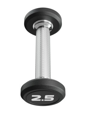 2.5 numaralı boş yuvarlak lastik şapşal, halter spor aletleri üst görünümü, beyaz arka planda izole. 3B illüstrasyon