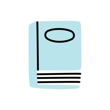 Modern minimalist tarzda çizilmiş el yazısı olan karalama kitabı simgesi. Bilgi ve eğitim sembolü beyaz arka planda izole edilmiş. Vektör illüstrasyonu