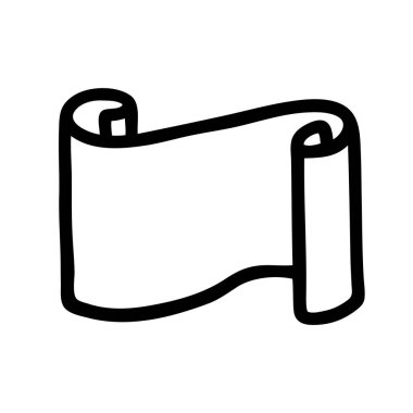 Dolandırılmış parşömen, ince siyah çizgili el çizimi. Beyaz arka planda izole edilmiş. Vektör illüstrasyonu