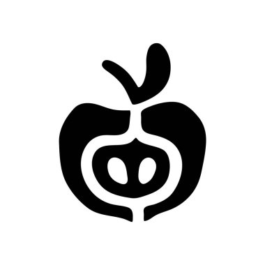 Elma karalama simgesi ya da logosu, düz çizilmiş. Beyaz arka planda izole edilmiş. Vektör illüstrasyonu