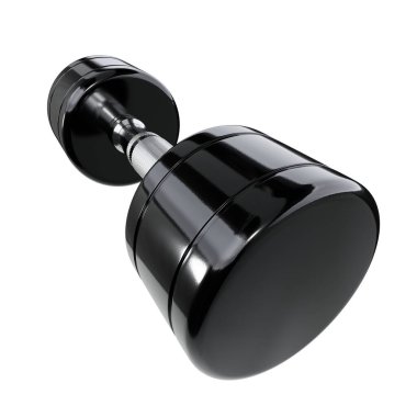 Boş Round Dumbbell, krom halter spor aletleri geniş açılı, beyaz arka planda izole edilmiş. 3B illüstrasyon