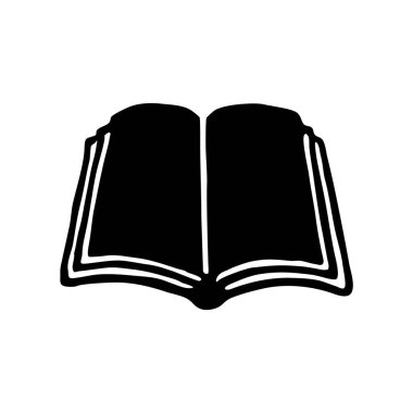 Mürekkep kalemle çizilmiş karalama kitabı simgesi. Bilgi ve eğitim sembolü grunge freehand stiliyle çizilmiş. Vektör illüstrasyonu beyaz arkaplanda izole edildi