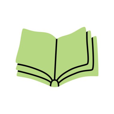 Karalama kitabı simgesi, modern minimalist tarzda çizilmiş. Bilgi ve eğitim sembolü beyaz arka planda izole edilmiş. Vektör illüstrasyonu