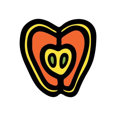 Elma karalama ikonu ya da logosu, ince çizgili el çizimi. Beyaz arka planda izole edilmiş. Vektör illüstrasyonu