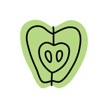 Elma karalama ikonu ya da logosu, el çizimi modern tarzda. Beyaz arka planda izole edilmiş. Vektör illüstrasyonu