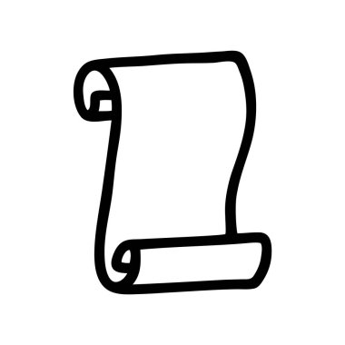 Dolandırılmış parşömen, ince siyah çizgili el çizimi. Beyaz arka planda izole edilmiş. Vektör illüstrasyonu