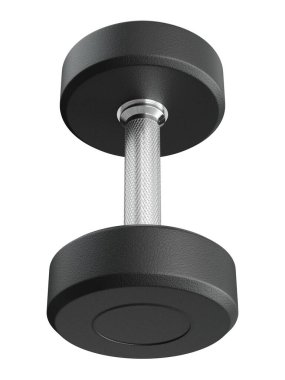 Boş Round Rubber Dumbbell, halter spor aletleri üst görünümü, beyaz arka planda izole. 3B illüstrasyon