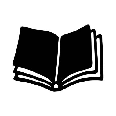 Çizim kitabı simgesi düz bir şekilde çizilmiş. Bilgi ve eğitim sembolü grunge freehand stiliyle çizilmiş. Vektör illüstrasyonu beyaz arkaplanda izole edildi