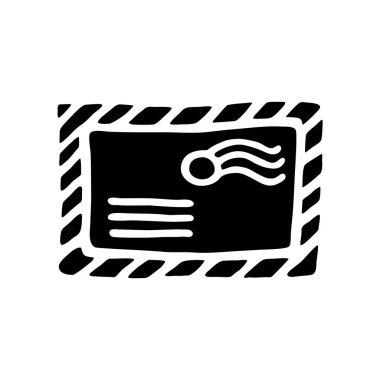 Düz çizilmiş, kapalı zarf eli. Beyaz arka planda izole edilmiş. Vektör illüstrasyonu