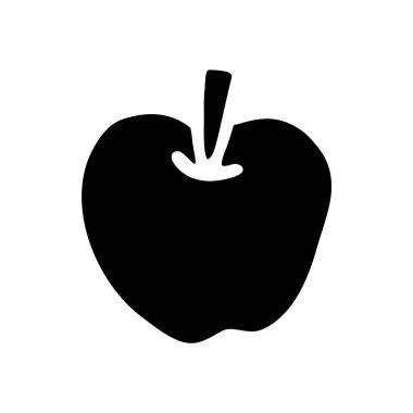 Elma karalama resmi düz bir şekilde çizilmiş. Vektör illüstrasyonu beyaz arkaplanda izole edildi