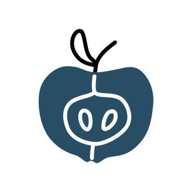 Beyaz arka planda izole edilmiş modern minimalist tarzda çizilmiş bir Apple yarı karalama ikonu. Vektör illüstrasyonu