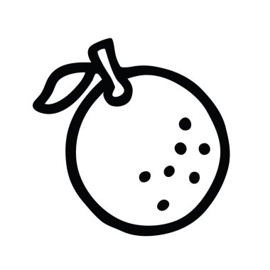 Citrus portakalı veya limon karalama resmi, el yazısıyla siyah çizgi çizilmiş. Vektör illüstrasyonu beyaz arkaplanda izole edildi