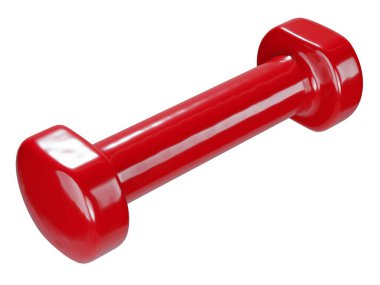 Boş yuvarlak plastik lastik Dumbbell, halter spor aletleri yan görünüşü, beyaz arka planda izole edilmiş. 3B illüstrasyon