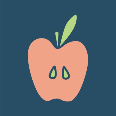 Apple 'ın yarı karalama simgesi eli modern minimalist tarzda çizilmiş ve koyu arkaplana boyanmış. Vektör illüstrasyonu