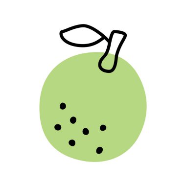 Beyaz arka planda izole edilmiş modern minimalist tarzda çizilmiş limonlu veya limonlu karalama ikonu. Vektör illüstrasyonu