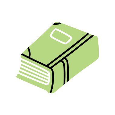 Karalama kitabı simgesi, modern minimalist tarzda çizilmiş. Bilgi ve eğitim sembolü beyaz arka planda izole edilmiş. Vektör illüstrasyonu