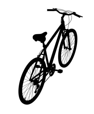 Siyah siluet bisiklet. Beyaz arkaplanda izole edilmiş, 3 boyutlu illüstrasyon