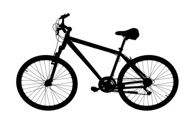 Siyah siluet bisiklet. Beyaz arkaplanda izole edilmiş, 3 boyutlu illüstrasyon