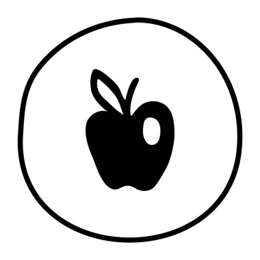 Elma karalama resmi düz bir şekilde çizilmiş. Vektör illüstrasyonu beyaz arkaplanda izole edildi