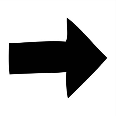 İnce çizgilerle çizilmiş ok sembolü el karala. Grafik tasarım ögesi beyaz arkaplanda izole edildi. Vektör illüstrasyonu