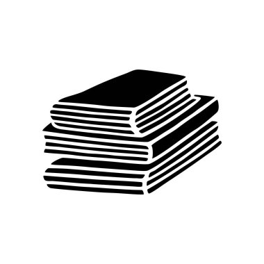 Düz çizilmiş karalama kitap yığını el resmi. Vektör illüstrasyonu beyaz arkaplanda izole edildi