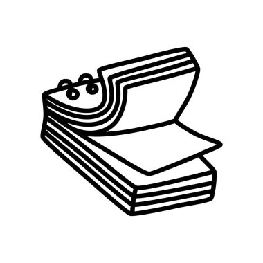 Doodle Notepad simgesi. Bilgi sembolü. Çizgi sanatı grafik tasarım elemanı. Vektör illüstrasyonu beyaz arkaplanda izole edildi