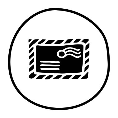 Düz çizilmiş, kapalı zarf eli. Beyaz arka planda izole edilmiş. Vektör illüstrasyonu