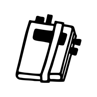 Karalama kitabı ya da defter simgesi, el yazısıyla siyah çizgi çizilmiş. Vektör illüstrasyonu beyaz arkaplanda izole edildi