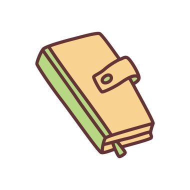 Çizim kitabı ya da defter simgesi. Minimalist tarzda ve renkli ince çizgiler çizilmiş. Vektör illüstrasyonu beyaz arkaplanda izole edildi