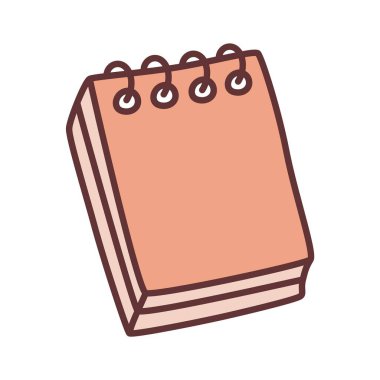 Çizim kitabı ya da defter simgesi. Minimalist tarzda ve renkli ince çizgiler çizilmiş. Vektör illüstrasyonu beyaz arkaplanda izole edildi
