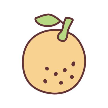 Citrus portakalı ya da limon karalama ikonu. El yazısı ve renkli siyah çizgiler çizilmiş. Vektör illüstrasyonu beyaz arkaplanda izole edildi