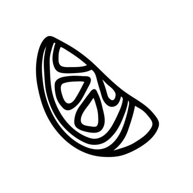 Citrus portakalı veya limon karalama resmi, el yazısıyla siyah çizgi çizilmiş. Vektör illüstrasyonu beyaz arkaplanda izole edildi