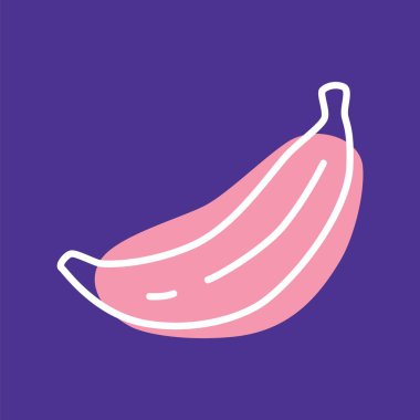 İnce çizgili ve renkli baloncuklu muz karalama resmi. Vektör illüstrasyonu