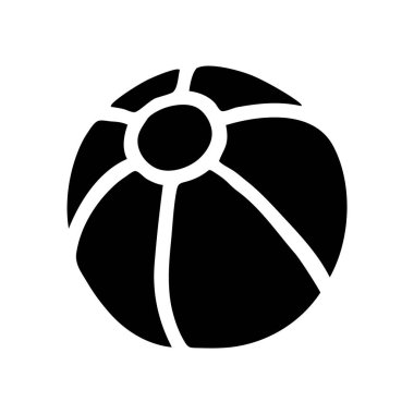 Düz stil çizilmiş Doodle plaj topu resmi. Vektör illüstrasyonu beyaz arkaplanda izole edildi