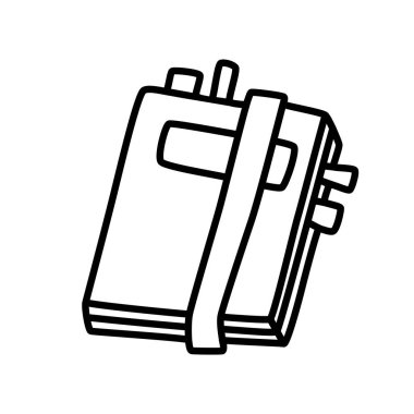 Karalama kitabı ya da defter simgesi, el yazısıyla siyah çizgi çizilmiş. Vektör illüstrasyonu beyaz arkaplanda izole edildi